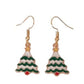 Green And White Xmas Tree Earrings