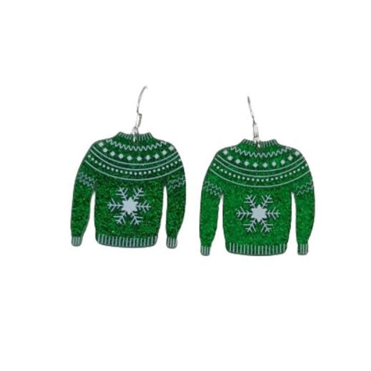 Green Christmas Jumper Earrings