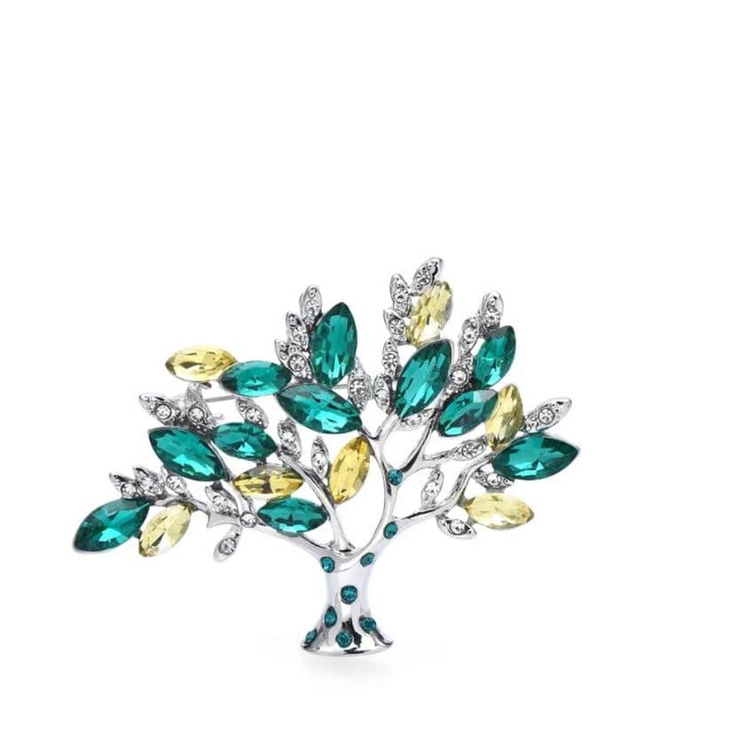 Green Crystal Tree Ladies Brooch