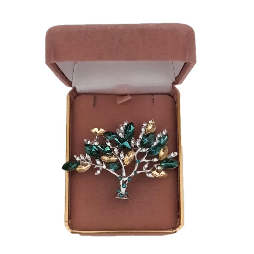 Green Crystal Tree Ladies Brooch(2)