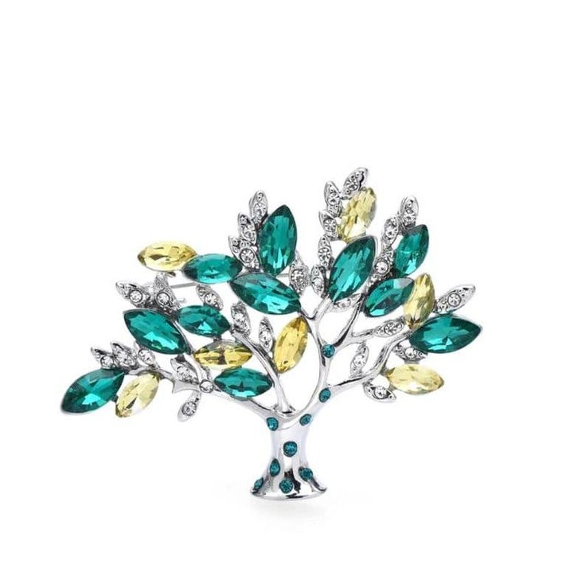 Green Crystal Tree Ladies Brooch