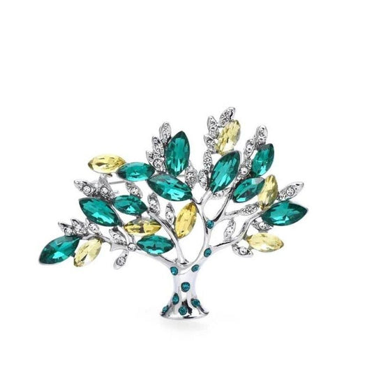 Green Crystal Tree Ladies Brooch