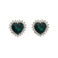 Green Heart Diamante Clip On Earrings