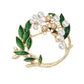 Green Leaf Pearl Ladies Brooch