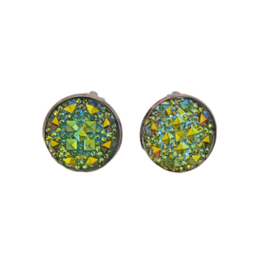 Green Shimmer Large Clip On Earrings