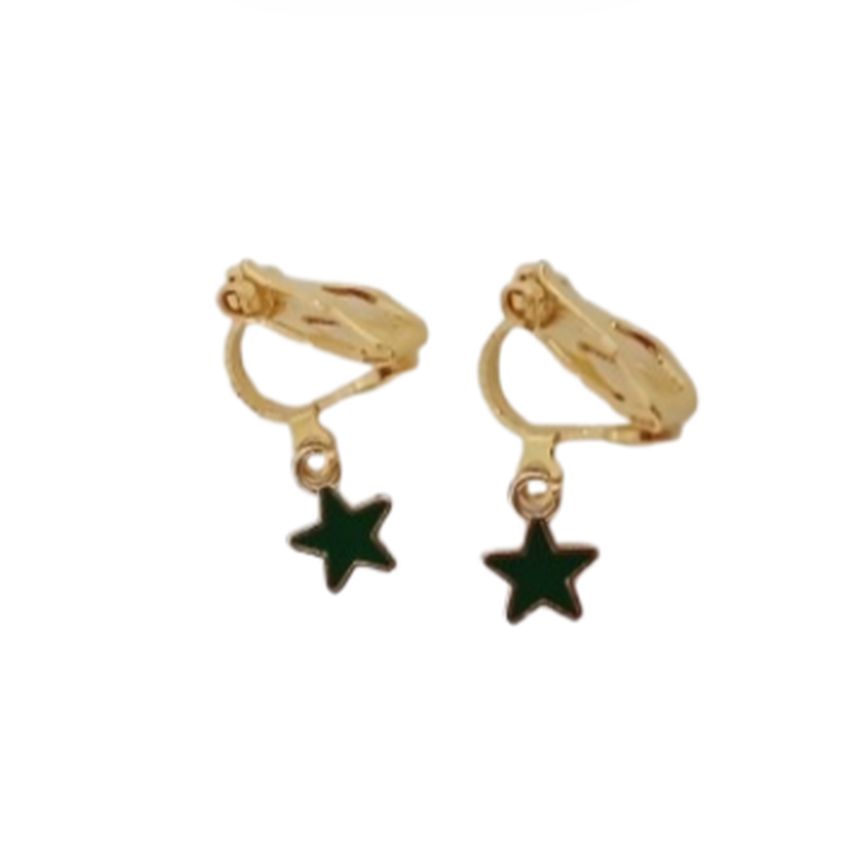 Green Star Clip On Earrings