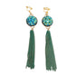 Green Stone Diamante Clip On Earrings