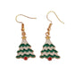 Green And White Xmas Tree Earrings