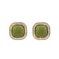 Green Centre Square Clip On Earrings