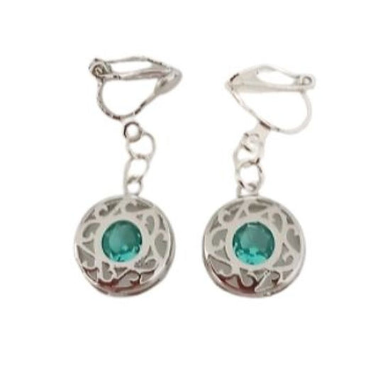 Green Filigree Clip On Earrings