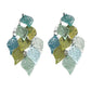 Green Leaf Dangly Clip On Earrings