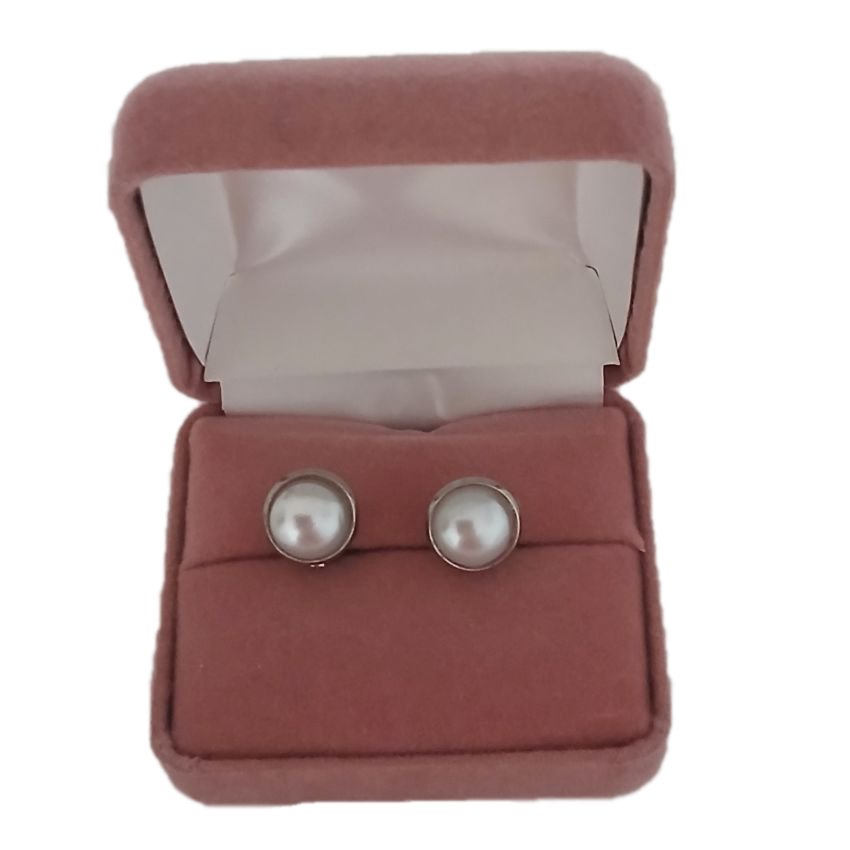 Grey 10mm Stud Pearl Clip On Earrings(2)