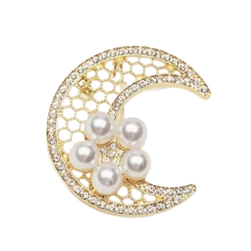 Half Moon Crystal Brooch