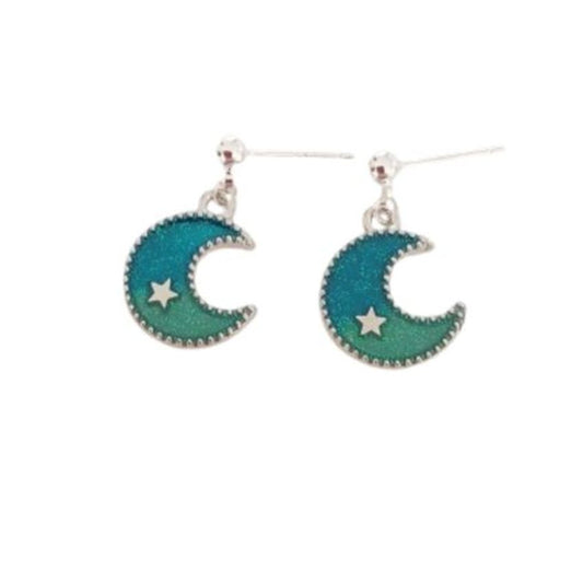 Half Moon Dangly Sterling Silver Earrings