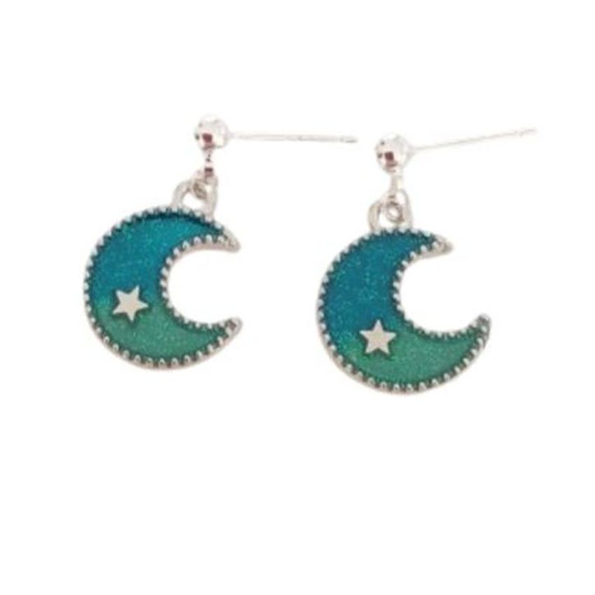 Half Moon Dangly Sterling Silver Earrings