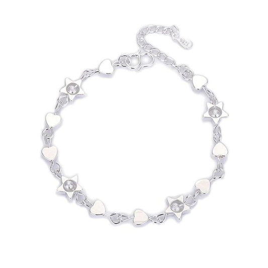 Heart And Ball Childs Silver Bracelet
