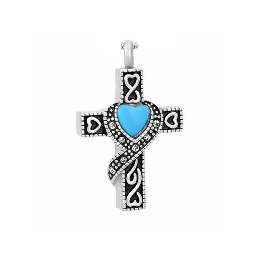 Heart Cross Memorial Cremation Ashes Pendant