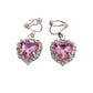 Heart Pink Diamante Drop Clip On Earrings
