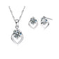 Heart Design Cubic Zirconia Matching Earrings And Necklace Set
