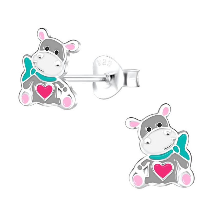 Hippo Sterling Silver Stud Earrings