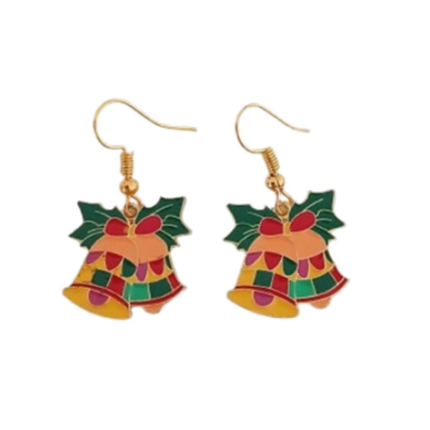 Holly And Bell Christmas Hook Earrings