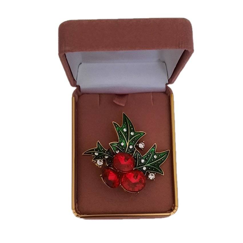 Holly And Berries Christmas Brooch(2)