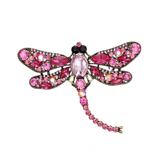 Huge Pink Stone Dragonfly Brooch