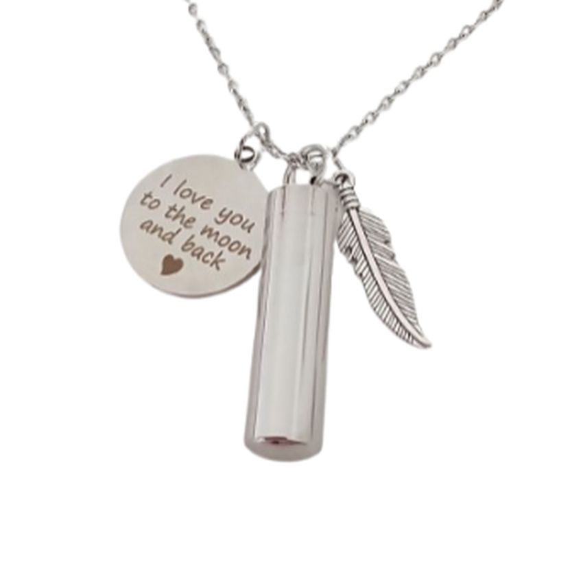 I Love You To The Moon And Back Cremation Ashes Necklace