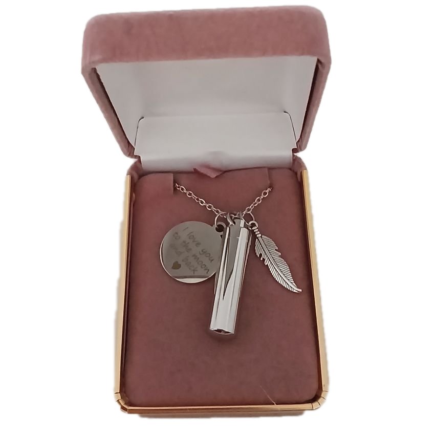 I Love You To The Moon And Back Cremation Ashes Necklace(2)