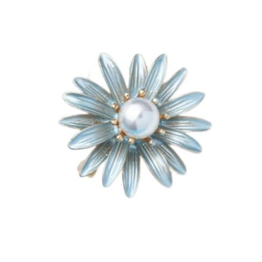 Ice Blue Pearl Flower Brooch