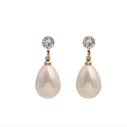 Ivory Diamante Pearl Clip On Earrings