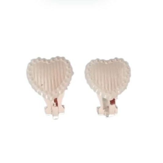 Ivory Heart Communion Clip On Earrings