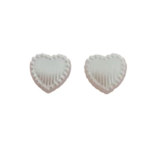 Ivory Heart Communion Clip On Earrings