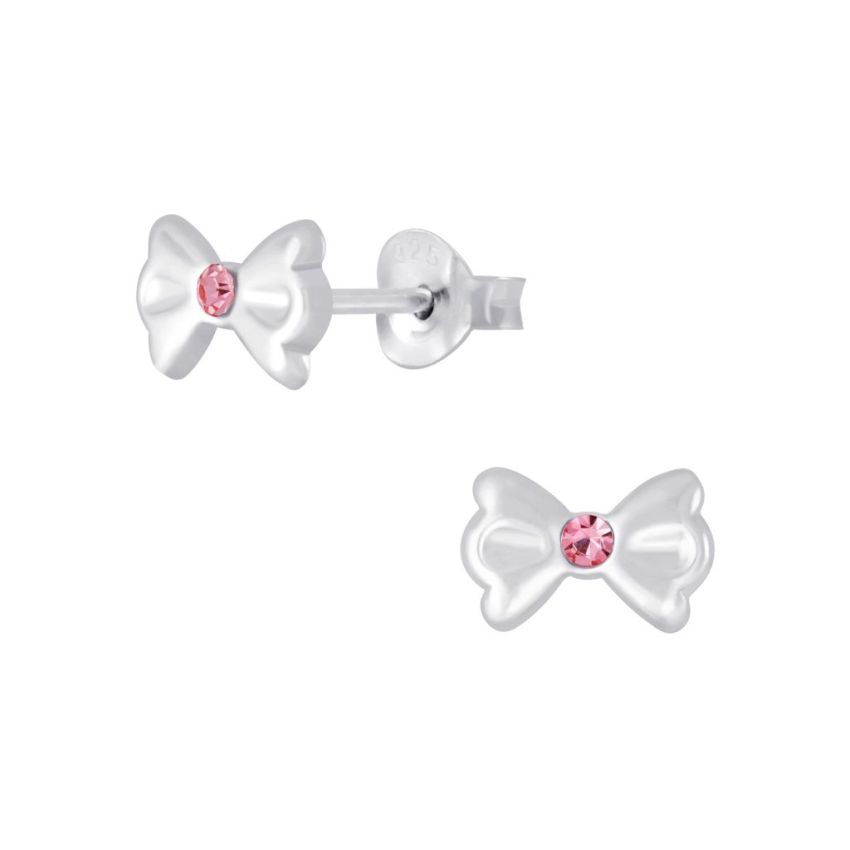 Kids Bow Sterling Silver Childrens Earrings