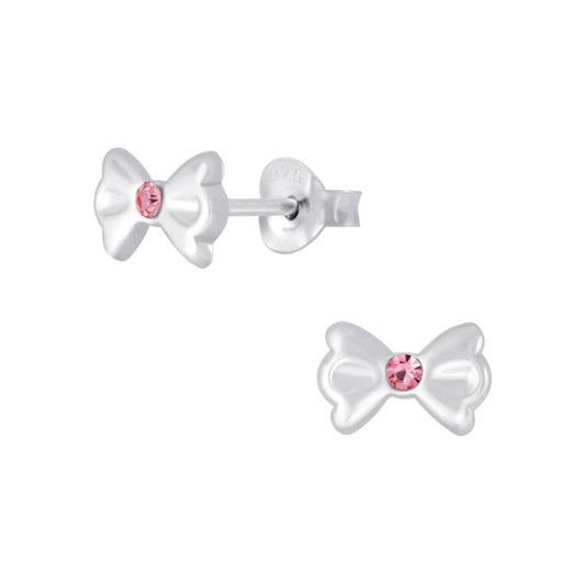 Kids Bow Sterling Silver Childrens Earrings