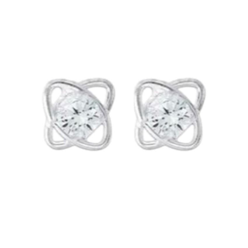 Kids CZ Centre Sterling Silver Stud Earrings