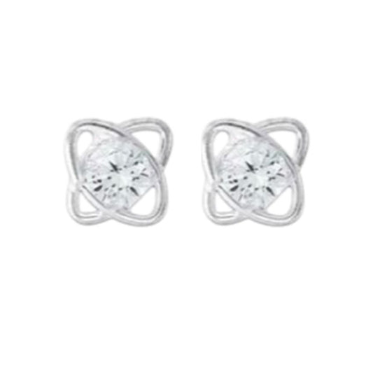 Kids CZ Centre Sterling Silver Stud Earrings