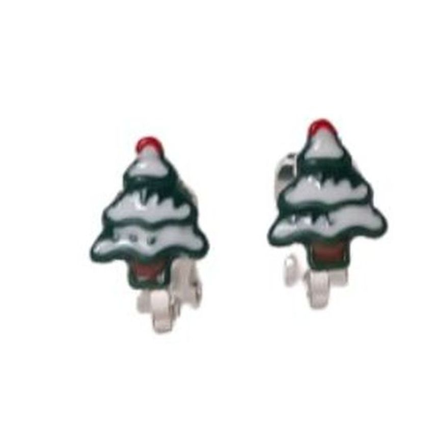 Kids Christmas Tree Clip On Earrings
