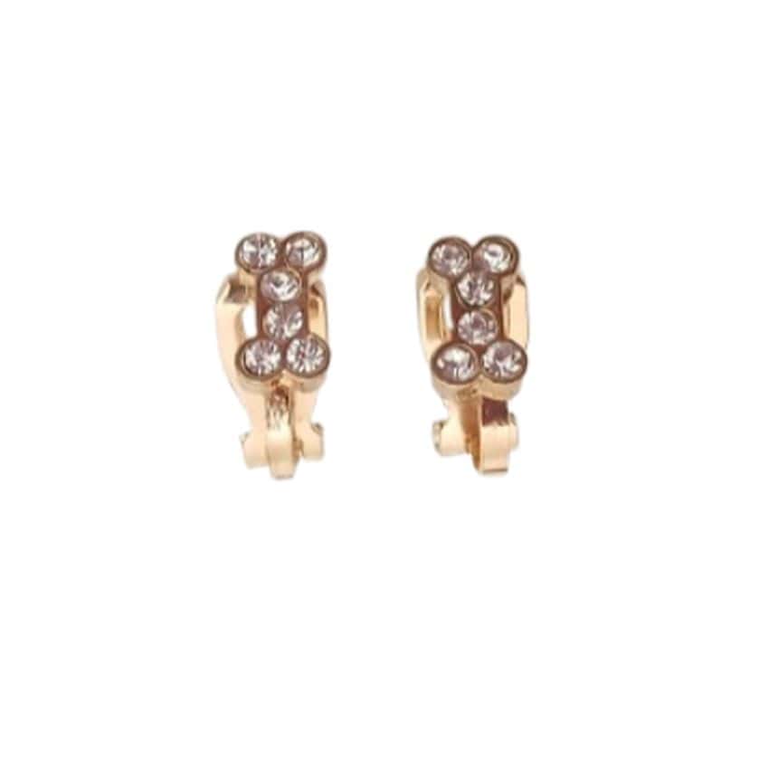Kids Diamante Bone Clip On Earrings