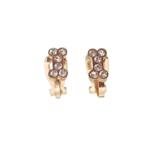 Kids Diamante Bone Clip On Earrings