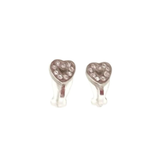 Kids Diamante Heart Clip On Earrings