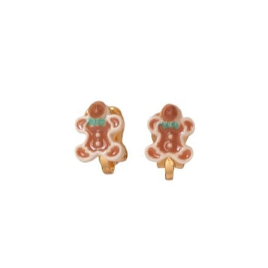 Kids Gingerbread Clip On Earrings