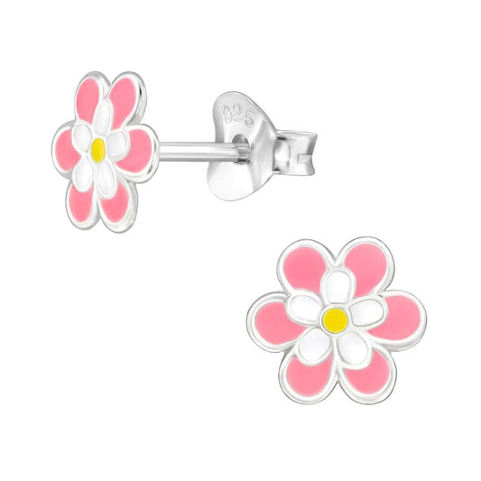 Kids Silver Small Flower Earrings