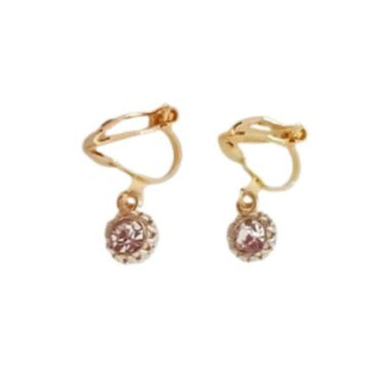 Kids Small Diamante And Gold Clip On Earrings