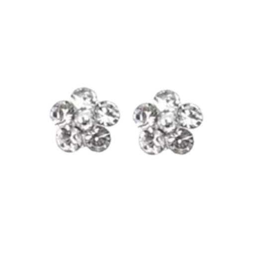 Kids Small Diamante Flower Clip On Earrings