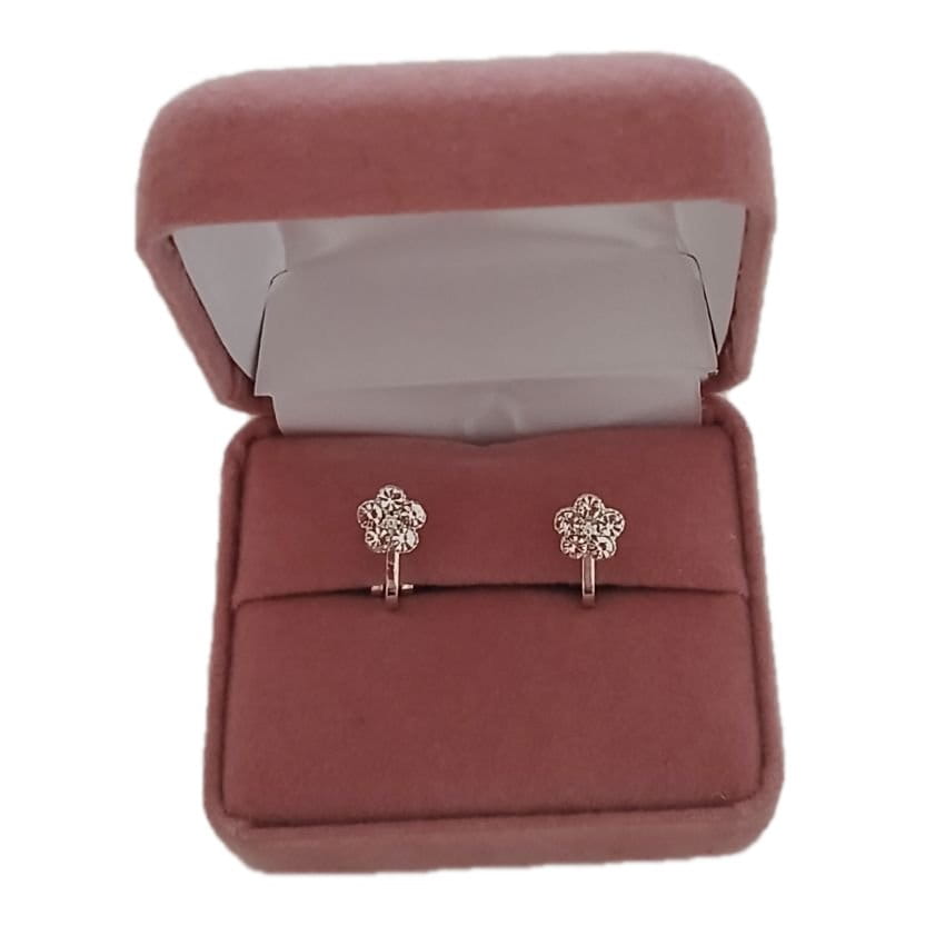Kids Small Diamante Flower Clip On Earrings(2)
