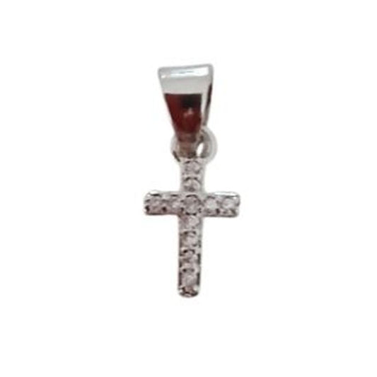 Kids Very Small Silver Crystal Cross Necklace