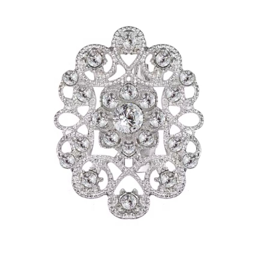 Ladies Silver Crystal Brooch