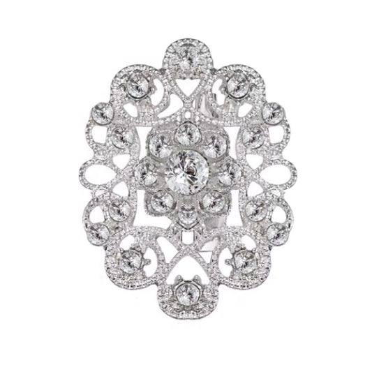 Ladies Silver Crystal Brooch