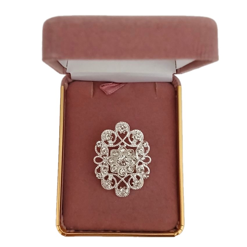 Ladies Silver Crystal Brooch(2)